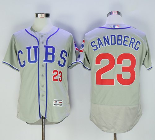 Cubs #23 Ryne Sandberg Grey Flexbase Authentic Collection Alternate Road Stitched MLB Jersey